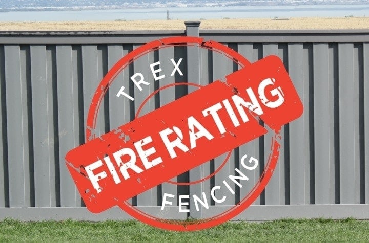 Trex Fence featuring a fire rating stamp