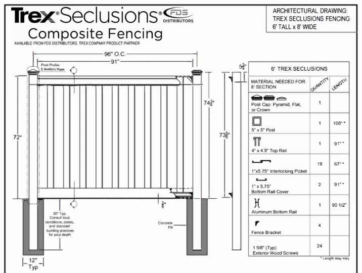Trex Fencing architectural drawings Trex Fencing architectural drawings