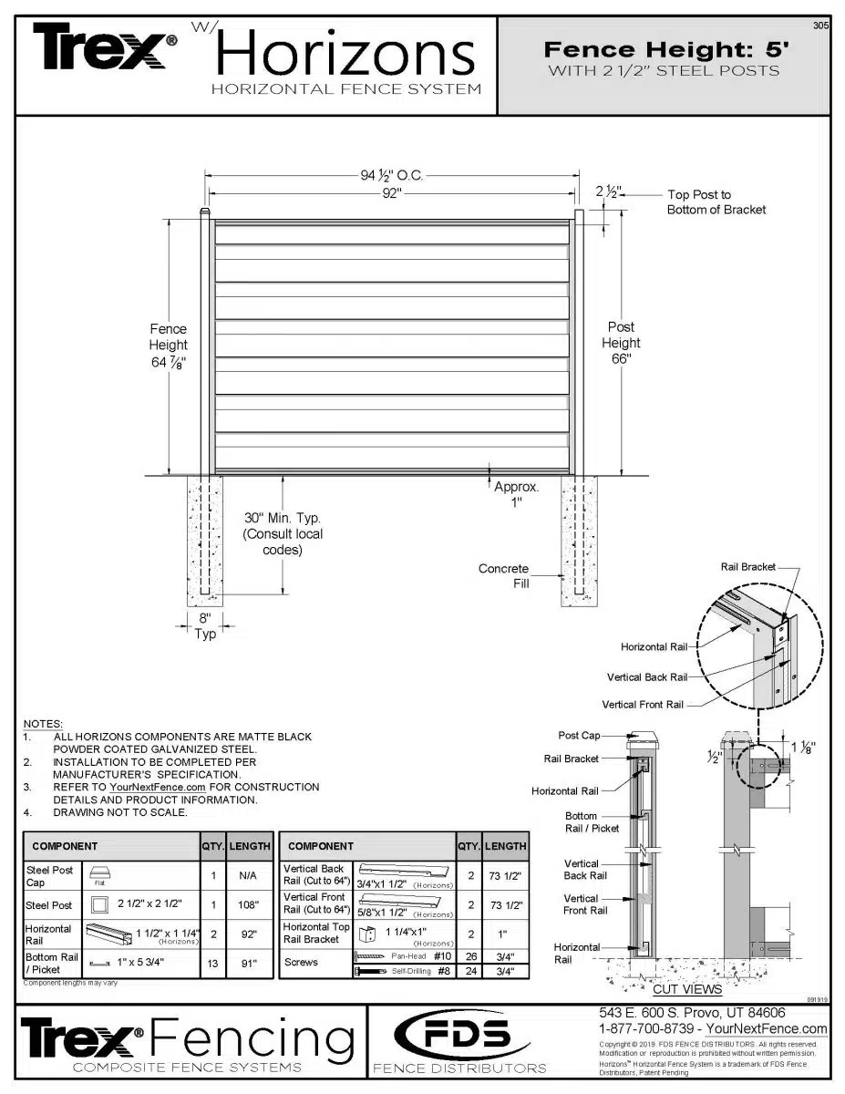 2019 - HORIZONS 5' STEEL POSTS PROFILE - 305 >> Horizons Drawings 20