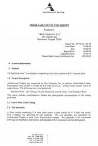 Trex Fencing: A Wind Resistant Fence 1 A thumbnail screenshot of the Wind Load Test Report for Trex Fencing