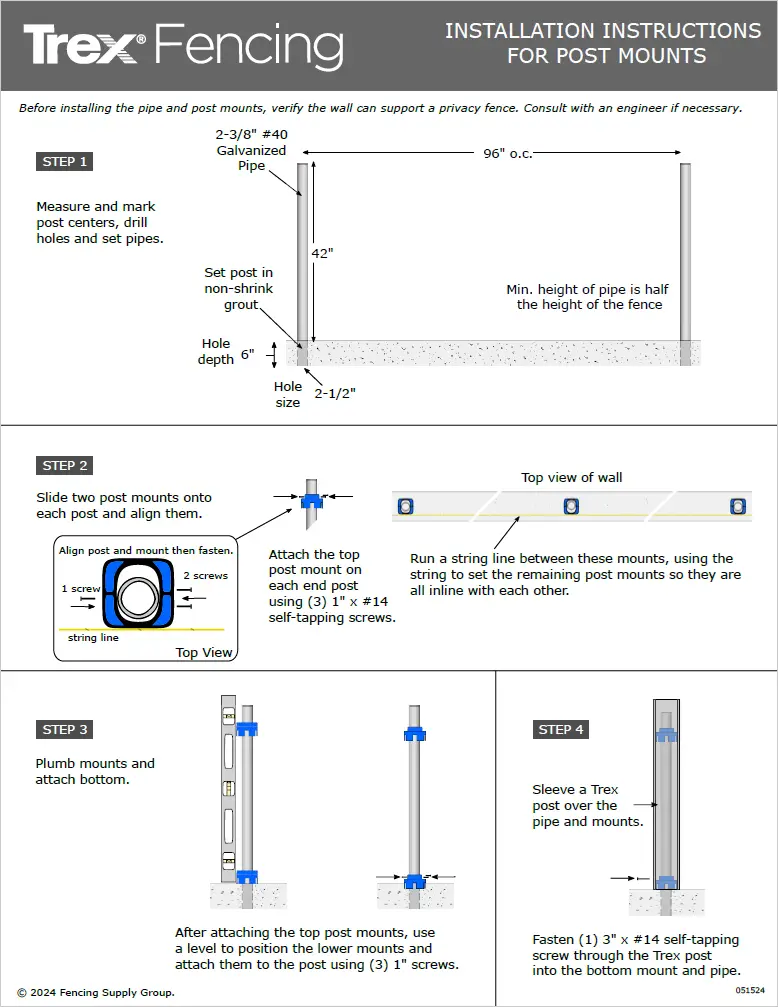 Trex Fencing with Post Mounts >> Horizons Install Guides 3