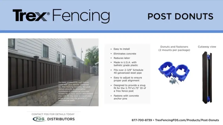 Trex Fencing Post Donuts (Post Mounts) Flyer Trex Fencing Post Donuts for No-dig or wall mount options.