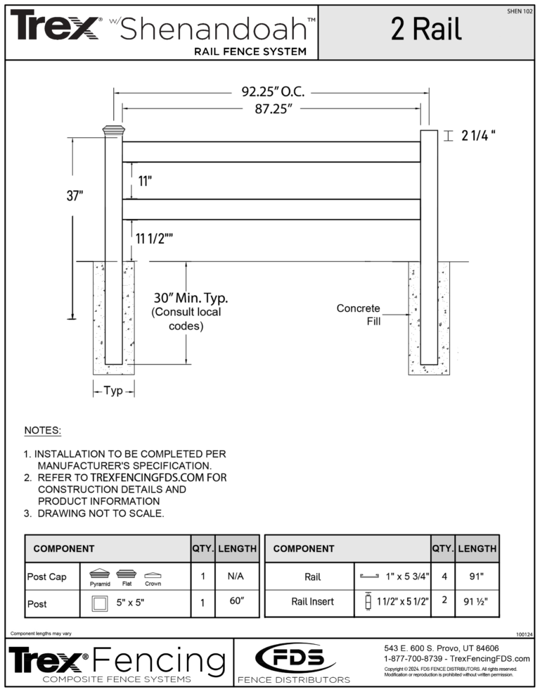 Trex Fencing Shenandoah | Shop Drawings For Rail Fencing